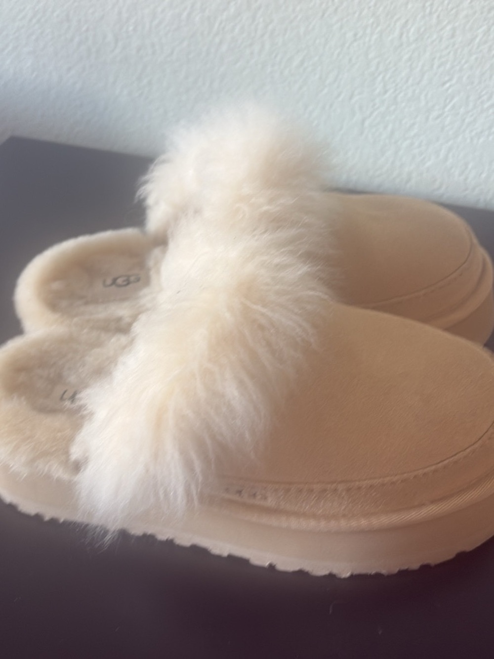 UGG Women's Plush Suede Slip-On Slippers in Chestnut Cream